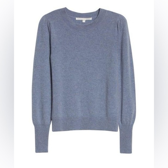 [XL]Veronica Beard Nelia Heather Blue Crewneck 100 Cashmere Sweater - Picture 2 of 13